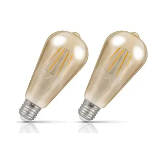 Crompton Lamps 2-Pack Crompton ST64 Led Squirrel Cage Light Bulbs E27 7W (50W Eqv) Dim Extra Warm White Antique Filament Screw Vintage Edison