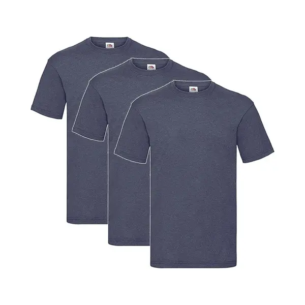 3 Pack - Fruit Of The Loom - Shirts - Kids - Ronde Hals - Maat 152 - Vintage Heather Blauw thumbnail