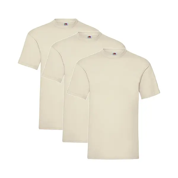 3 Pack - Fruit Of The Loom - Shirts - Kids - Ronde Hals - Maat 104 - Natural thumbnail
