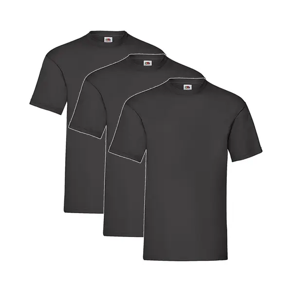 3 Pack - Fruit Of The Loom - Shirts - Kids - Ronde Hals - Maat 140 - Zwart thumbnail