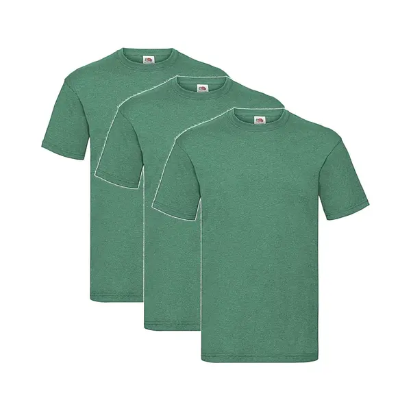 3 Pack - Fruit Of The Loom - Shirts - Kids - Ronde Hals - Maat 116 - Retro Heather Groen thumbnail
