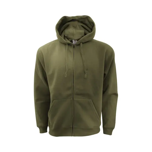 Fruit Of The Loom Men's Zip Through Hooded Sweatshirt Hoodie In Olive | Size, Small thumbnail