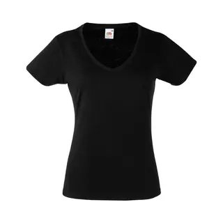 Fruit Of The Loom Lady-Fit Valueweight Damen T-Shirt, V-Ausschnitt (Xl) (schwarz)