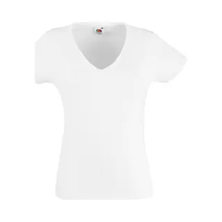 Fruit Of The Loom Women's Valueweight V Neck Lady Fit T-Shirt In White | Size, 2XL