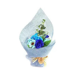 Aw Gifts Staande Zeep Bloemboeket - Blauw 2. Stuks