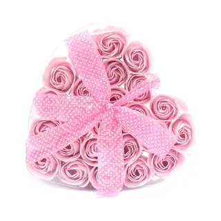 Ancient Wisdom Pink Love Heart Set Of 24 Bath Soap Flowers