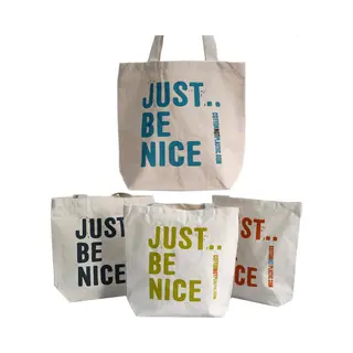 Aw Gifts 4 Stuks Schoudertas Katoen - Shoppingtas - Tote Bag - Draagtas Met Lang Hengsel - Katoenen Tassen 4 Stuks (4 Ontwerpen) - Just Be Nice - Eco - Bio -