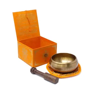 WGifts Vijf Boeddha Klankschaal Set - Oranje - 400 Gram - Handgemaakt - 13x8 Cm