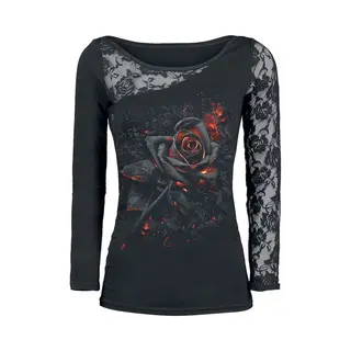 Spiral Burnt Rose Long-sleeve Shirt Black