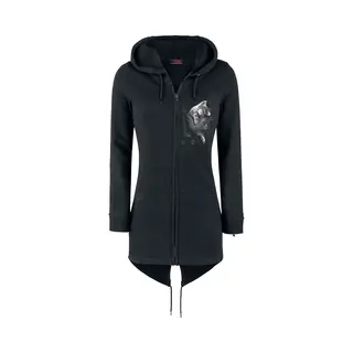 Spiral Pocket Kitten Hoodie Jacket Black