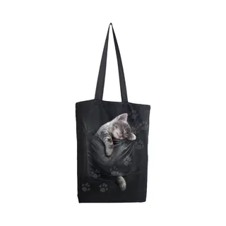 Spiral - Gothic Linnen Tas - Pocket Kitten - Zwart