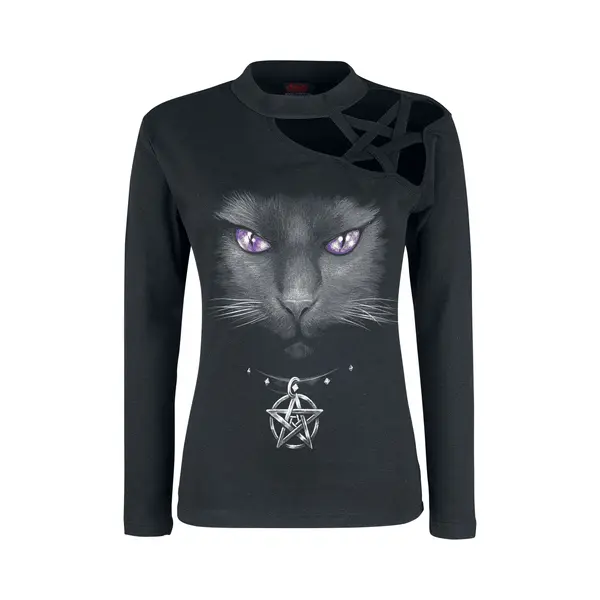 Spiral Black Cat Long-sleeve Shirt Black thumbnail