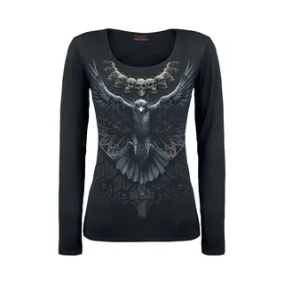 Spiral Raven Skull Long-sleeve Shirt Black