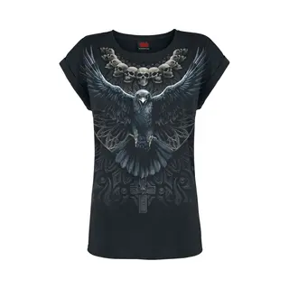 Spiral Raven Skull T-Shirt Black