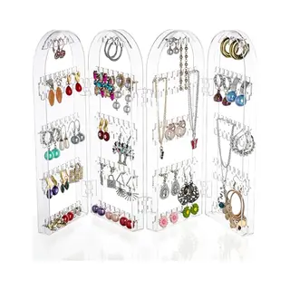Kurtzy Acrylic Jewellery Organiser - 5-Tier Jewellery Storage Stand - 120 Pairs Earring Storage Organiser - Foldable Bracelet & Necklace Holder Stand