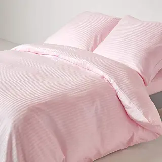 Homescapes 3-teiliges Damast-Bettwäsche-Set Rosa, ägyptische Baumwolle Mit Satin-Streifen, 1 Bettbezug 240x220 Cm & 2 Kissenbezüge 80x80 Cm