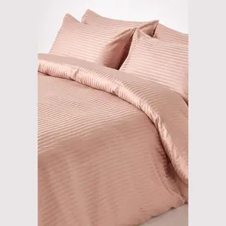 Homescapes Egyptian Cotton Stripe Duvet Cover And Pillowcase 330 Tc In Taupe