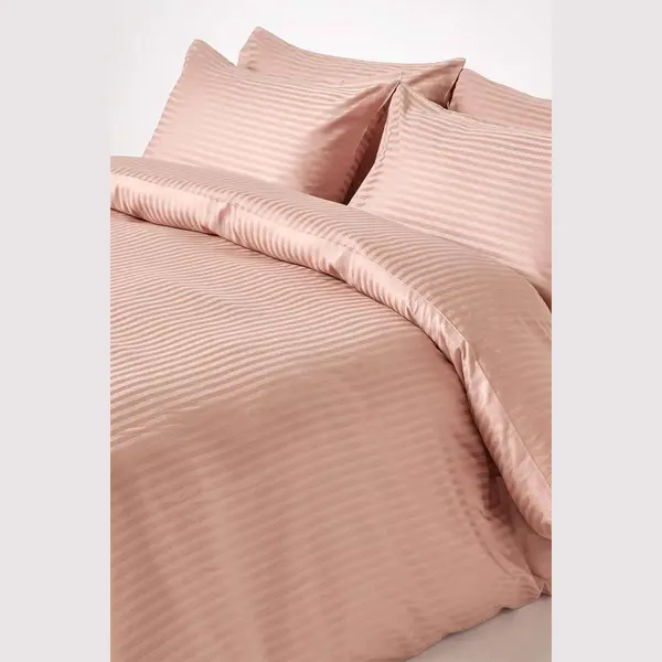 Homescapes Egyptian Cotton Stripe Duvet Cover And Pillowcase 330 Tc In Taupe thumbnail
