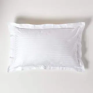Homescapes Egyptian Cotton Satin Stripe Oxford Pillowcase 330 Tc In White