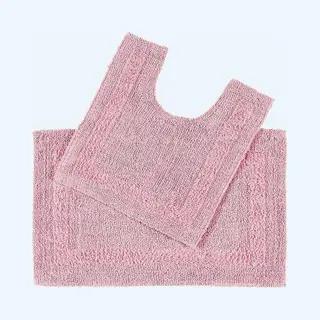 Homescapes Luxury Bath Mat Set Reversible 1600Gsm 100% Cotton 2 Pc W. Pedestal Mat In Peach