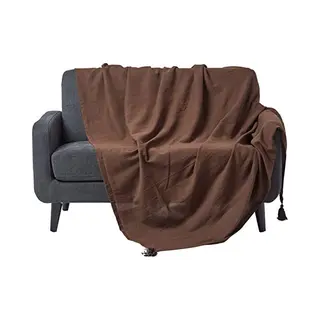 Homescapes - Rajput Ribbed Throw 255 X 360 Cm (100 X 140”) Chocolate 100% Cotton, Suitable For Most 3 Seater Sofas Or Double, King Bedspreads, Easy