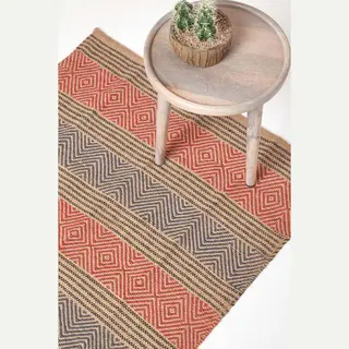 Homescapes Multicolour Geometric Patterned Jute Rug