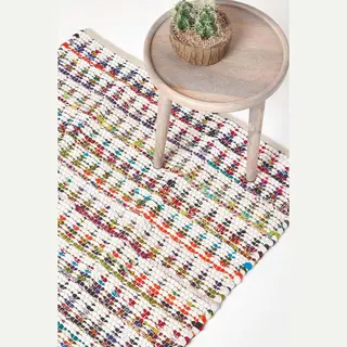 Homescapes Handwoven Multi Coloured Cotton Diamond Chindi Rug