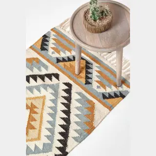 Homescapes Agra Handwoven Pattern Kilim Wool Hall Runner, 66 X 200 Cm