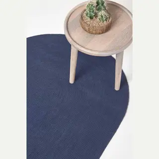 Homescapes Handmade Woven Braided Oval Rug In Navy