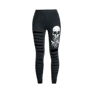 Banned - Gothic Legging - Slashed Skull - S Tot Xl - Voor Vrouwen - Zwart