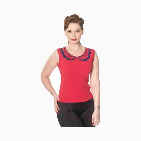 Dancing Days - Naomie Mouwloze Top - 4XL - Rood thumbnail