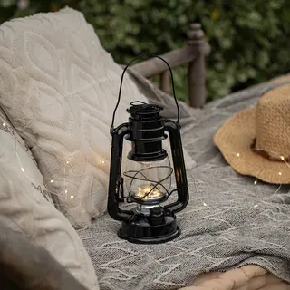 Lights4fun.co.uk Black Storm Battery Lantern