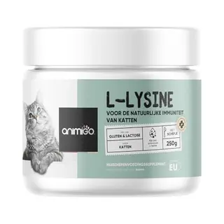 Animigo L-Lysin Für Katzen - 250g Pulver - Essenzielle Aminosäure L Lysin - Inklusive Messlöffel - Frei Von Gluten & Laktose - Für Jeden Alters -