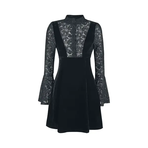 Banned Velvet And Lace Mini Dress Black thumbnail