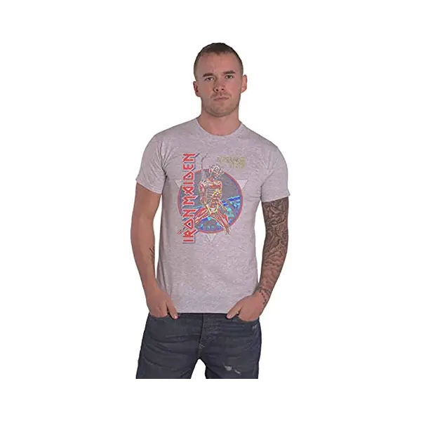 Rock Off officially licensed products Iron Maiden T Shirt Somewhere In Time Band Logo Nue Offiziell Herren Grau L thumbnail