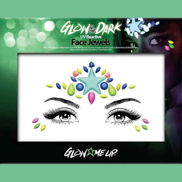 PaintGlow - Face Jewels - Festival Glitter Gezicht - Make Up - Glow In The Dark thumbnail