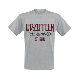 Led Zeppelin Symbols Est. 1968 T-Shirt Mottled Grey