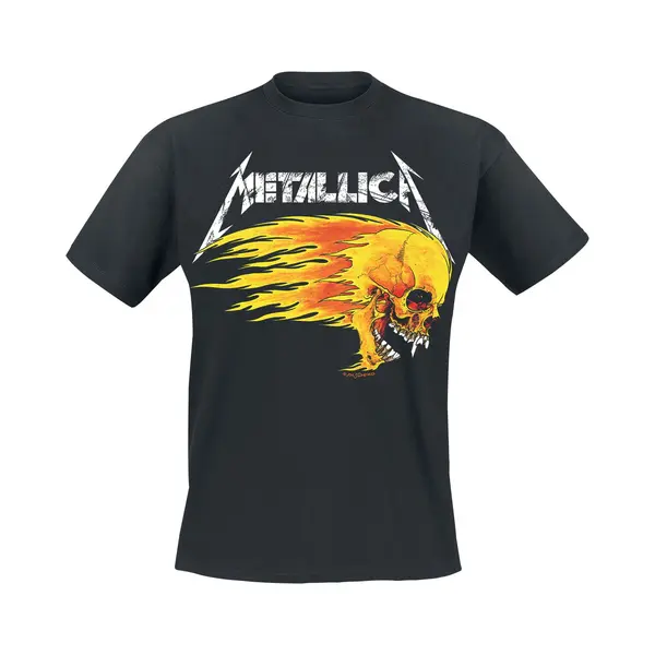 Metallica Flaming Skull Tour Tee T-Shirt Black thumbnail