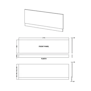 Elite Range Satin White, 1800mm Bath Front Panel