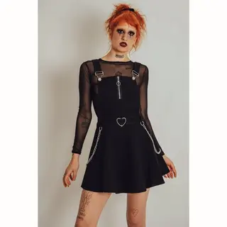 Jawbreaker - Love Me Right Dungaree Overall Skater Jurk - Xl - Zwart