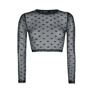 Jawbreaker Don't Mesh With My Heart Crop Top Long-sleeve Shirt Black
