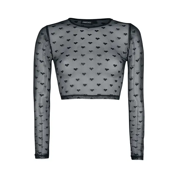 Jawbreaker Don't Mesh With My Heart Crop Top Long-sleeve Shirt Black thumbnail