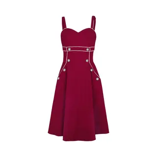 Voodoo Vixen Claudia Red Seaside Dress Midi Dress Red