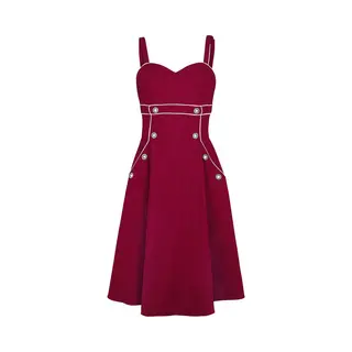 Voodoo Vixen Claudia Red Seaside Dress Medium-lengte Jurk Rood M Dames