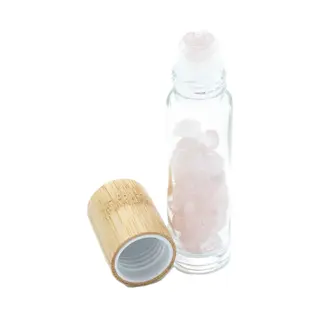 Ancient Wisdom Gemstone Essential Oil Roller Bottle - Rose Quartz - Wooden Cap
