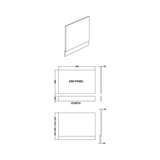 Elite Range Soft Black, Straight End Panel & Plinth (800mm)