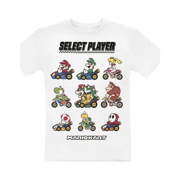 Super Mario - Gaming T-shirt - Kids - Choose Your Driver - 104 Tot 152 - Voor Kinderen - Wit thumbnail