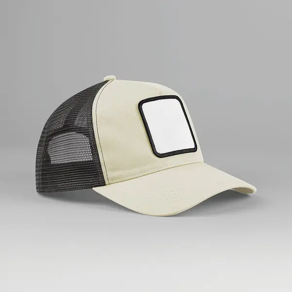 Beechfield 5-panel Trucker Pet Met Vierkante Patch B636 - Stone/Shadow Grey - One Size thumbnail