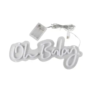 Ginger Ray - Wit Neon Led Licht Oh Baby 34 Cm