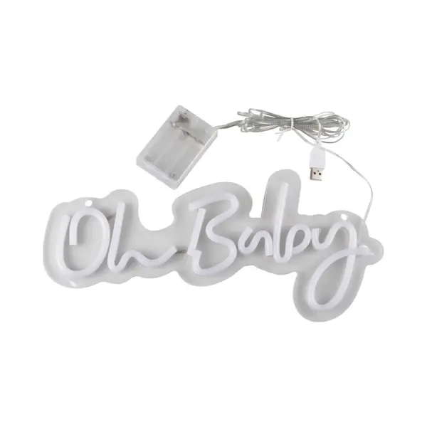Ginger Ray - Wit Neon Led Licht Oh Baby 34 Cm thumbnail